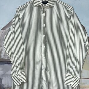 Spier and Mackay green striped button down